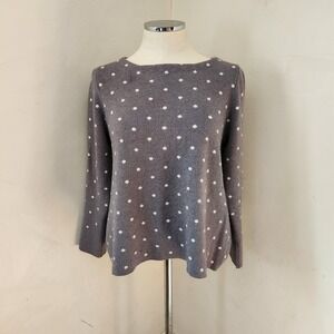 Cynthia Rowley Womens Grey Polka Dot Boat Neck Knit Sweater Large‎